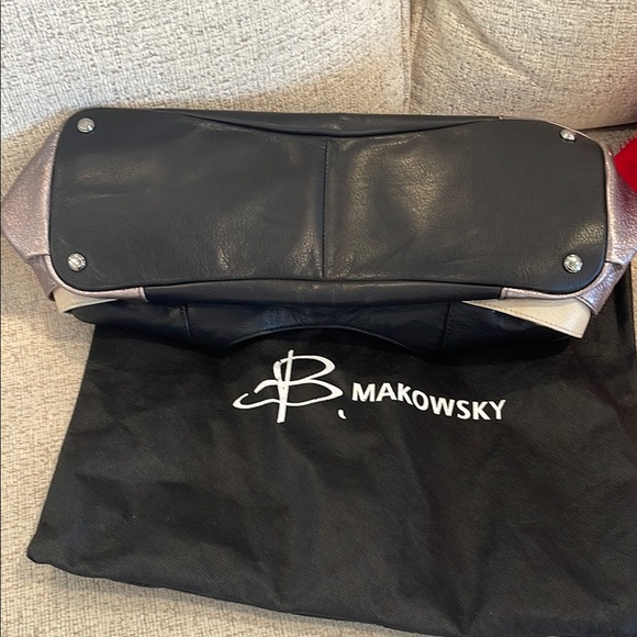 B. Makowsky Black and Silver Hobo Bag - Picture 6 of 6